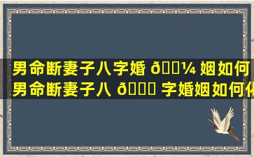 男命断妻子八字婚 🌼 姻如何「男命断妻子八 🍀 字婚姻如何化解」